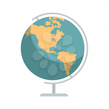 Earth world globe school icon on white. Education symbol. Geography Earth map. Vector illustration