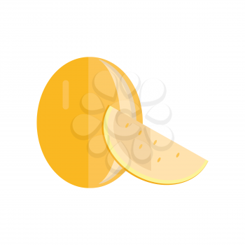 Melon vector in flat style design. Fruit illustration for conceptual banners, icons, mobile app pictogram, infographic, and logotype element. Isolated on white background.     