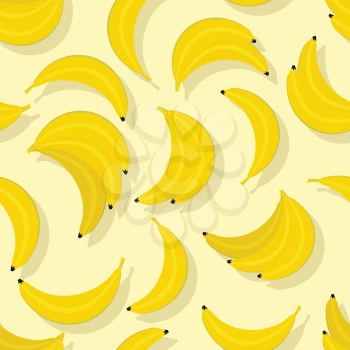 Bananas seamless pattern vector in flat style design. Healthy vegetarian food. Fresh fruits ornament for wallpapers, printing, textiles, web page design, surface textures, backgrounds. 