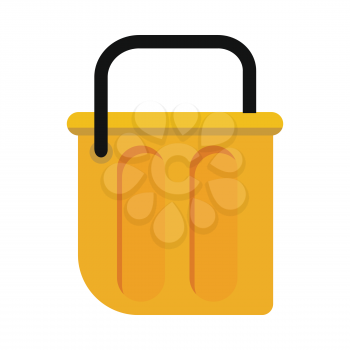 Bucket vector in flat style. Equipment and tools for maintenance of cleanliness in the house. Illustration for housekeeping, cleaning concepts, applications icons, web design. Isolated on white