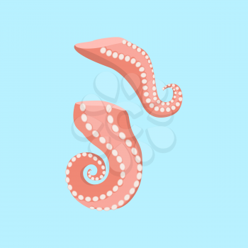 Sliced octopus tentacles vector patterns in color. Seafood concept illustration in flat style design. Prepared octopus tentacles. Healthy eating marine products.