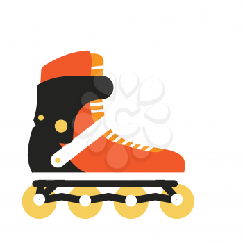 Inline roller skate vector. Sports and outdoor activities equipment flat illustration. For sport concepts, stores ad, icons or web design. Summer rollerblading. Isolated on white background