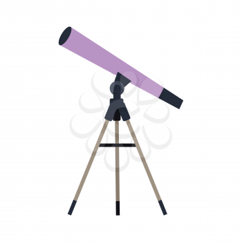 Telescope vector in flat style. Astronomical observations. Observatory equipment and instruments. Illustration for scientific and educational concepts. Isolated on white background