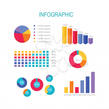 Business education infographic. Bar or column graphs diagrams isolated. Editable items in flat style. Successful team training, presentation data and information, chart for study. Vector illustration