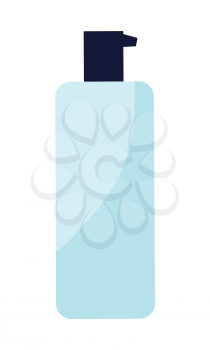 Blue plastic bottle of cream. Bottle of gel, liquid soap, lotion, cream, shampoo. Plastic bottle icon. Dispenser pump cosmetic icon. Isolated vector illustration on white background.