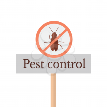 Pest control sign. Pest control icon. Sign of a red circle with an insect. Insects pest control and extermination. Insect repellent emblem. Warning danger sign. Vector illustration
