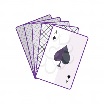 Playing Cards vector in flat style. Spread out cards with ace on top. Illustration for gambling industry, sport lottery services, icons, web pages, logo design. Isolated on white background.   