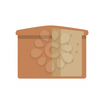 Loaf of bread vector in flat style design. Cake or bun with sliced part for baking concepts, bakery logotypes, food and healthy nutrition illustrating. Isolated on white background.    
