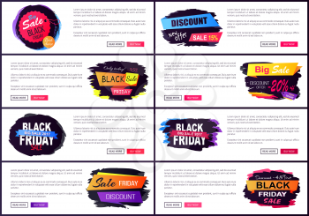 Black Friday big sale 2017, only today -35 , internet sites made up of additional text, headlines and buttons, with promo labels vector illustration