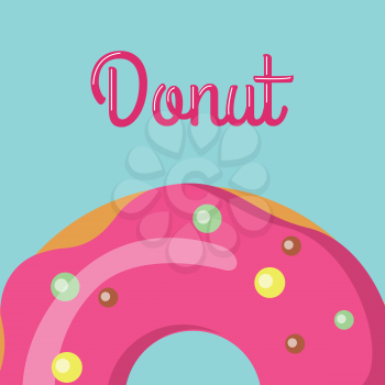 Donut with tasty glazing. Sweet donut design flat food. Doughnut, donut isolated, cookies, cake bakery, dessert menu, snack pastry. Donuts shop icon. Donuts glazed. Fried Cake. Ring doughnut. Vector