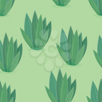 Seamless pattern of flower icons in flat design. Green flower icon endless texture. Design element for home and office interior. Isolated object on white. Green nature, leaf and pot, gardening. Vector