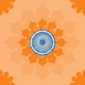 Ornate mandala round pattern on the open flower. East ethnic circular mandala. Symmetrical round pattern. Abstract mosaic. Kaleidoscopic image. One of arabic spiritual symbols. Vector illustration