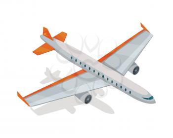 Airplane isometric projection icon. Passenger aircraft vector illustration isolated on white background. Air  transportation. For game environment, transport infographics, company logo, web design