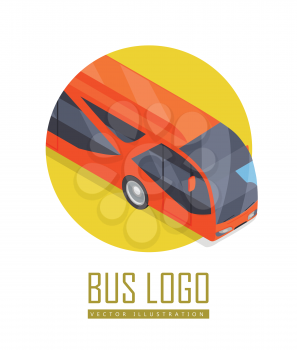 City bus isometric projection icon. Red autobus vector illustration isolated on white background. Public transport. For game environment, traffic infographics, logo, web design