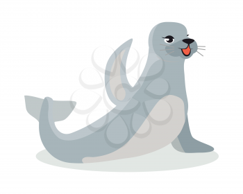 Harbor seal cartoon character flat vector isolated on white background. Arctic fauna species. Animal illustration for zoo ad, nature concept, children book illustrating