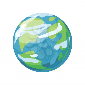 Planet Earth icon. Globe icon. Element of solar system. Solar system. Isolated planet. Blue round planet. Isolated object in flat design on white background. Vector illustration.
