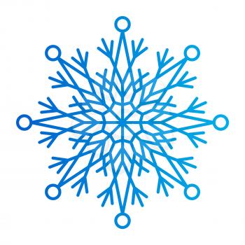 Snowflake of blue color made up of squares, triangles and lines, ice crystal symbolize approaching of winter and holidays vector illustration