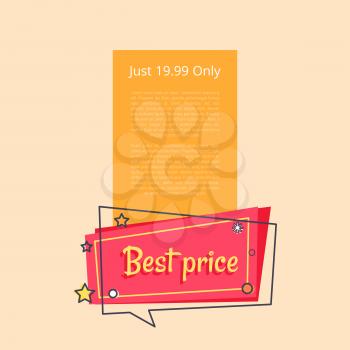 Just 19.99 only special offer sale advertisement promotional poster discounts info about reducement of prices for period of time vector illustration