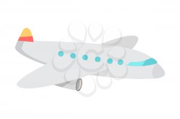 Airplane cartoon icon. Passenger aircraft flat vector isolated on white background. Civil aviation plane illustration for travel and transport concepts, airline company ad, web design and logos