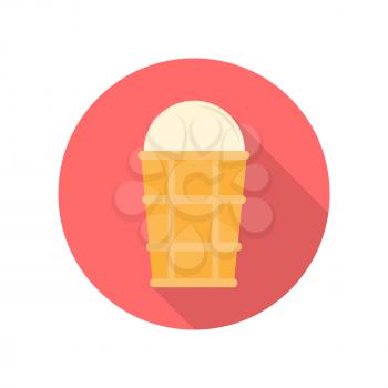 Ice cream in a waffle cup vector. Flat style. Refreshing sweets. Illustration for food concepts, diet infographic, icons or web design. Summer pleasure. Isolated on white background