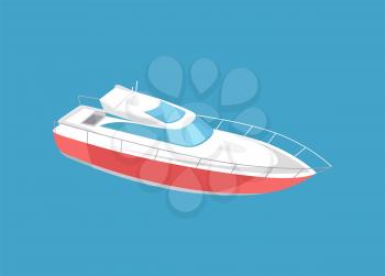 Rescue emergency sailboat, coast guard transportation vehicle sailing vector illustration icon isolated. Guarding transport boat, modern yacht sign