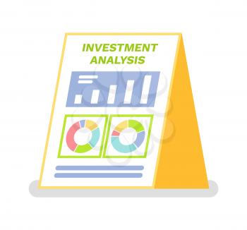 Investment analysis vector, information and diagrams with stats on banking system. Increasing money profit, statistics on business, financing and stats