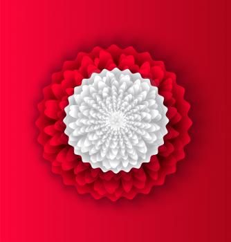 Flower decoration made of paper Chinese style vector. Asian culture celebration of spring festival holiday of Asia, flourishing blooming decor origami