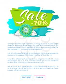 Sale discount offer spring proposition banner vector. Web page template, sticker with flower in bloom, text sample, brush style promotion posters
