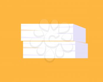 Piles of papers or documents vector illustration isolated on yellow background. Heaps of white blanks, stock of pages, paperwork concept, storage of information