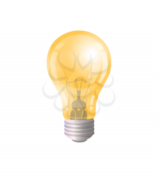 Electric bulb symbol of new business idea and solutions isolated icon vector. Shining lamp illuminating shine. Thinking and brainstorming glow sign