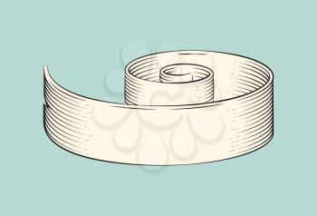 Hand drawn monochrome sketch decorative ribbon vector icon. Ready for text horizontal rolled string, curly strip in vintage style graphic drawing