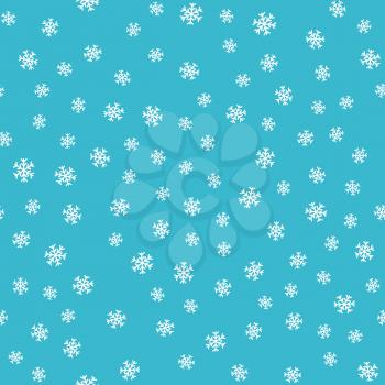 Seamless pattern snowflakes on blue background. Endless texture in New Year, Christmas concept. Winter Xmas theme. Realistic pattern with snowflakes, snow. Fabric textile, print material vector
