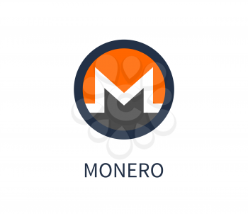 Monero cryptocurrency icon, image consisting of initial letter and headline, popular system of e-commerce, vector illustration isolated on white