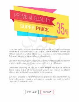 Premium quality super price 35 off emblem label vector illustration promo poster online push buttons read more and buy now, place for text information