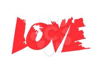 Love concept of font word design colorful poster isolated on white background vector illustration of red letters, symbol of peace and human feelings