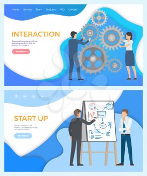 Interaction and start up teamwork in the business world and success company. Find out more about different types of programming and algorithmization vector