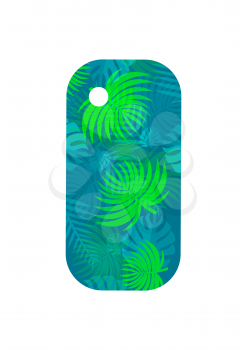 Stylish case for smartphone with tropical pattern. Rubber cover for modern gadget. Fashionable case with palm leaves isolated vector illustration.