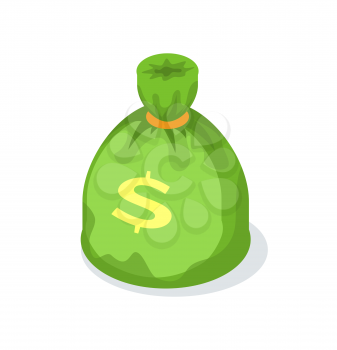 Money bag with dollar sign isolated on white, crowdfunding. Finance and cash, credit payment and investors support, profit and credit, business concept
