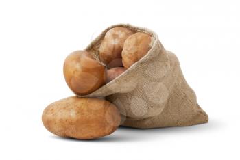 bag potatoes on white background