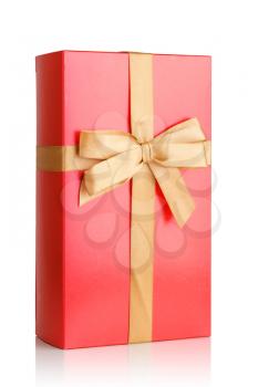 red gift box with bow isolated on white