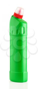 green plastic bottle of detergent isolated on white background.  Object with Clipping Paths