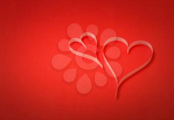 two valentine's paper hearts , valentine's day , day valentine