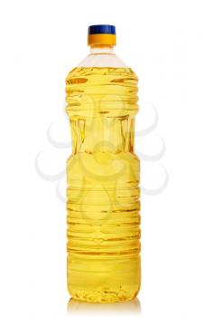 vegetable or sunflower oil in plastic bottle isolated on with background