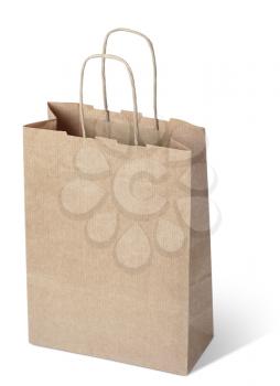 kraft paper shopping bag on white background. clipping path