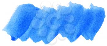 Blue watercolor abstract paint stroke on white background