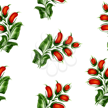 Seamless floral pattern, hand drawn, vector, illustration in Ukrainian folk style