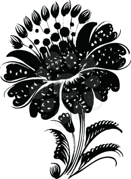 hand drawn, ornamental, black silhouette in grunge style