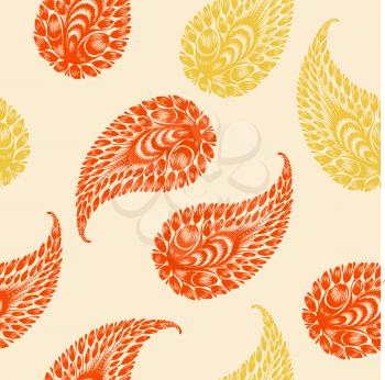 coloured seamless pattern with motive of paisley