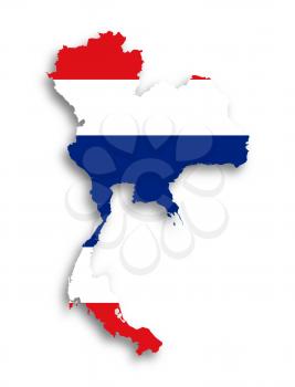 Map of Thailand filled with flag, isolated