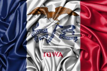 Satin flag, three dimensional render, flag of Iowa